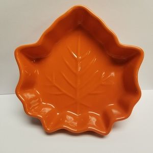 Maple fall leaf orange dish